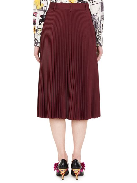 prada red skirt|prada pleated midi skirt.